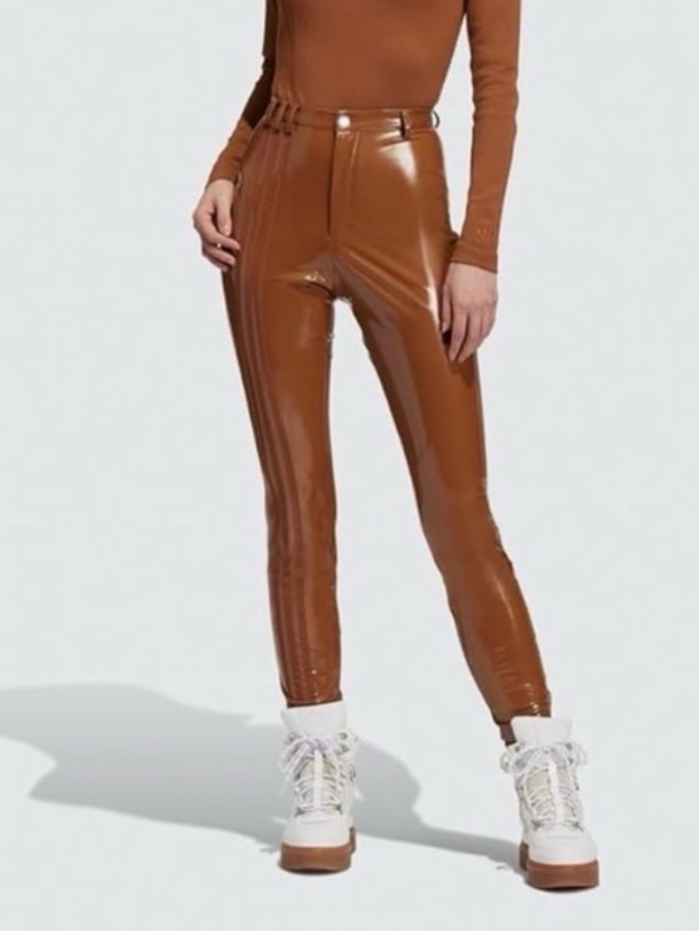 IVY PARK Glossy Cognac Skinny Faux-Leather Pants